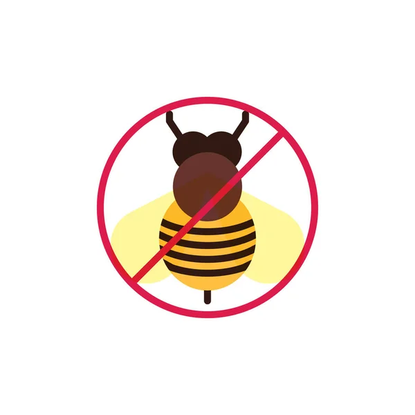 Stop miel abeille insecte plat icône — Image vectorielle