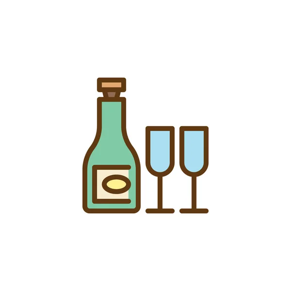 Świąteczne okulary tostowe z płaską ikoną szampana — Wektor stockowy