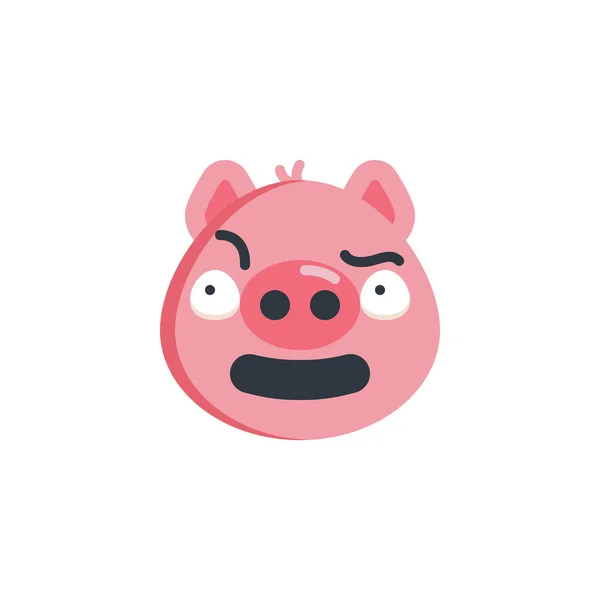 Piggy cara sospechosa emoji icono plano — Archivo Imágenes Vectoriales