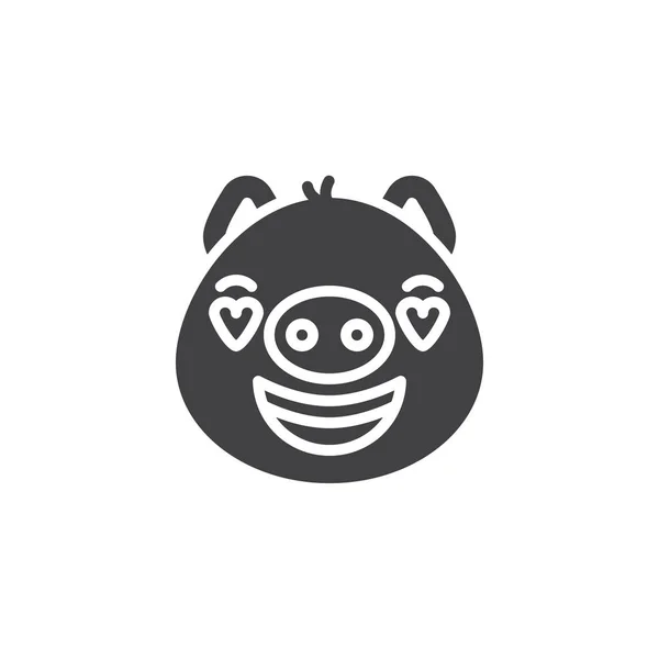 Piggy no ícone de vetor emoji amor — Vetor de Stock