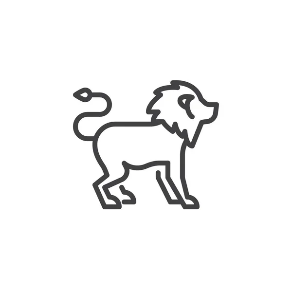 Ícone da linha de visão lateral do leão — Vetor de Stock