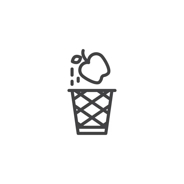 Food waste bin line icon — Stock Vector