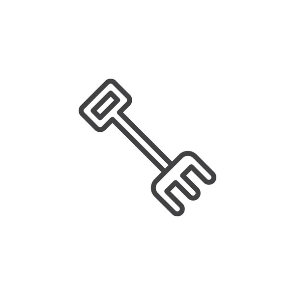 Tuin hark lijn pictogram — Stockvector