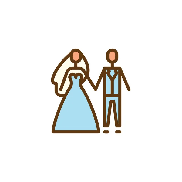 Boda pareja plana icono — Archivo Imágenes Vectoriales