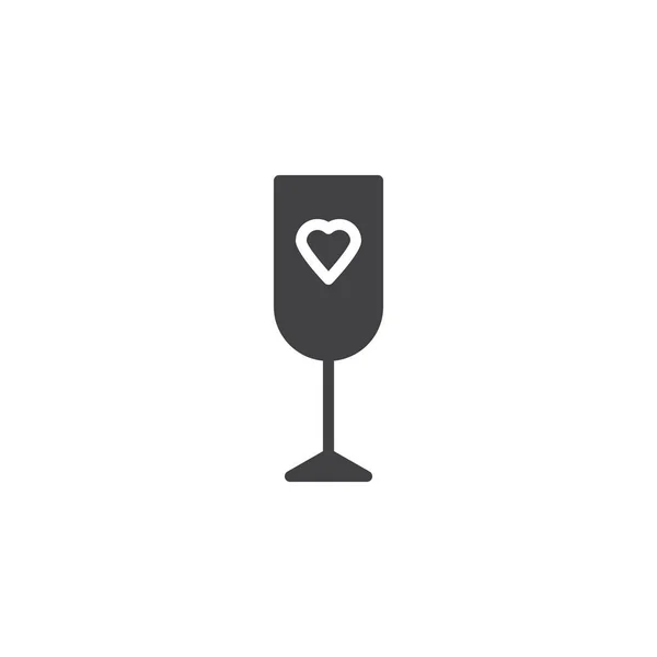 Champagne glass with heart vector icon
