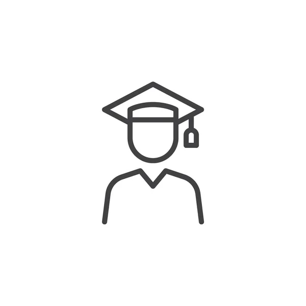 Icono de línea de estudiante graduado — Vector de stock