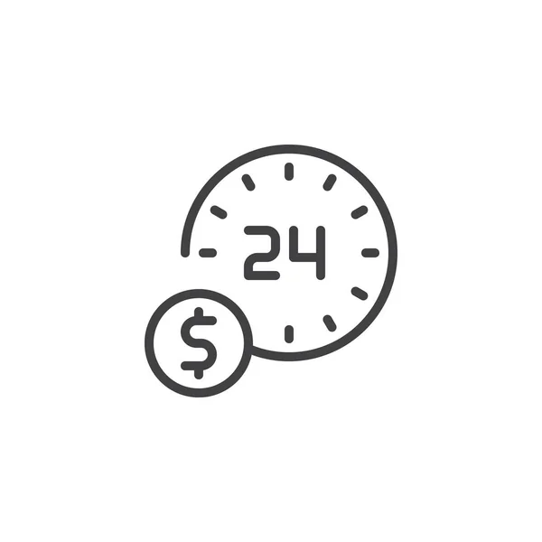 24 години значок грошової лінії — стоковий вектор
