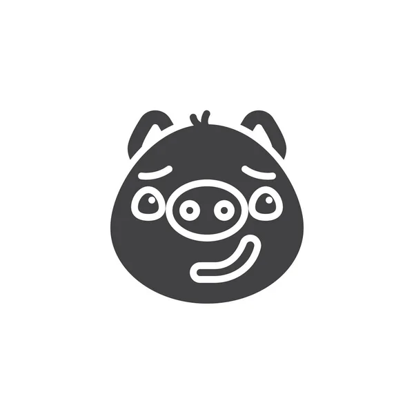 Piggy colpevole faccia emoticon vettoriale icona — Vettoriale Stock