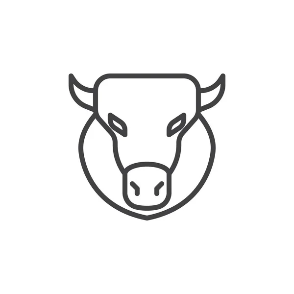 Bison head line icon — Stock Vector
