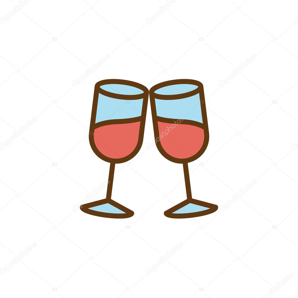 Cheers wine glass flat icon