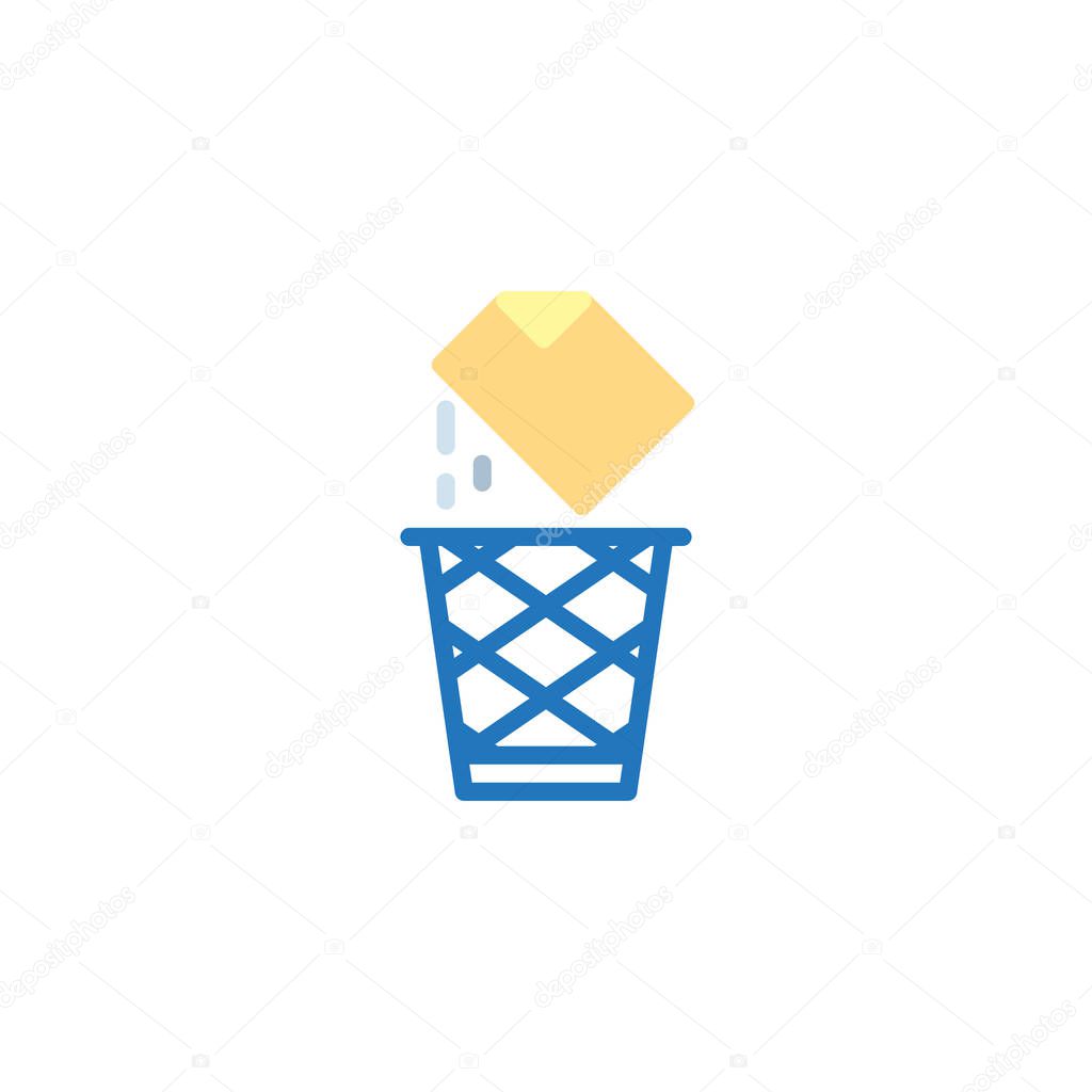 File document and garbage basket flat icon