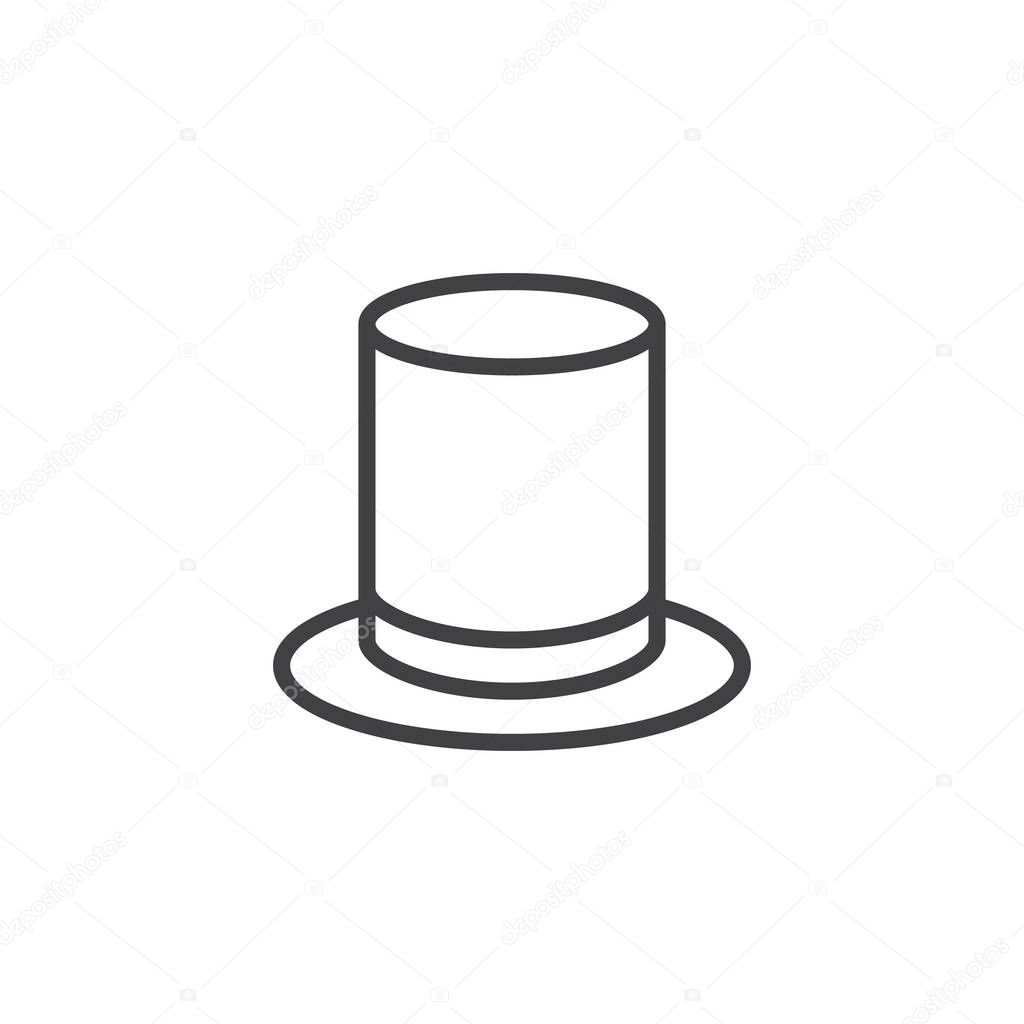 Top hat line icon. linear style sign for mobile concept and web design. Gentleman cylinder hat outline vector icon. Symbol, logo illustration. Pixel perfect vector graphics
