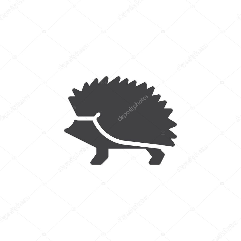 Hedgehog side view vector icon. filled flat sign for mobile concept and web design. walking hedgehog glyph icon. Forest animal symbol, logo illustration. Pixel perfect vector graphics