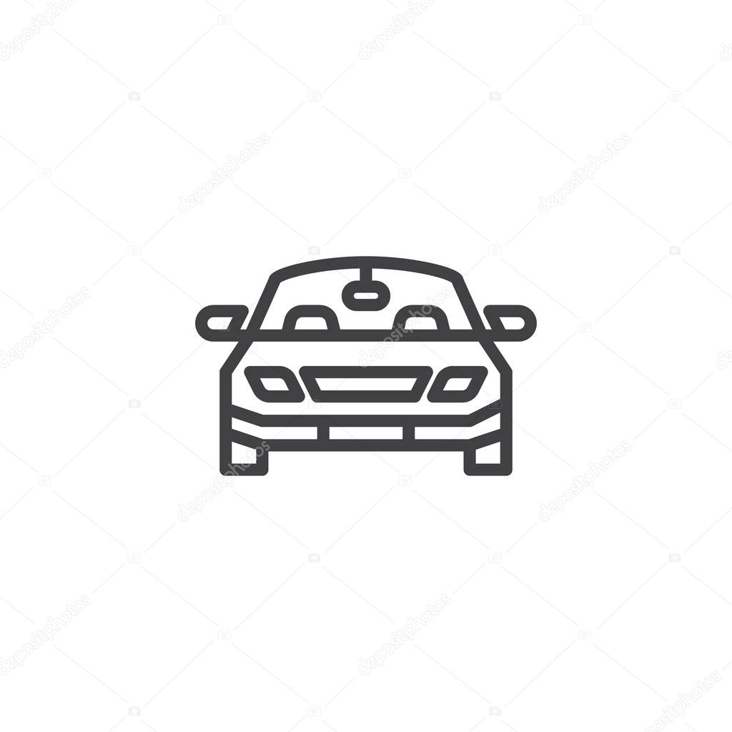 Car front view line icon. linear style sign for mobile concept and web design. Sports car outline vector icon. Symbol, logo illustration. Pixel perfect vector graphics