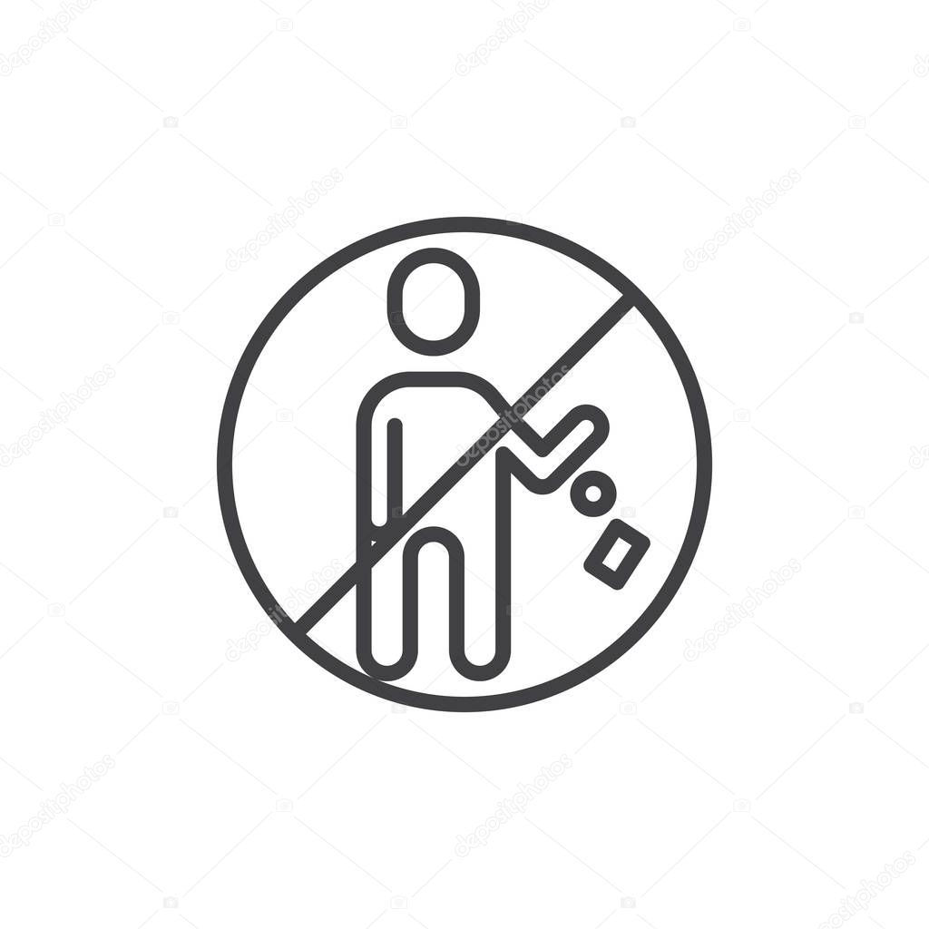 Not Dispose of rubbish line icon. linear style sign for mobile concept and web design. Do not litter outline vector icon. Keep clean symbol, logo illustration. Pixel perfect vector graphics