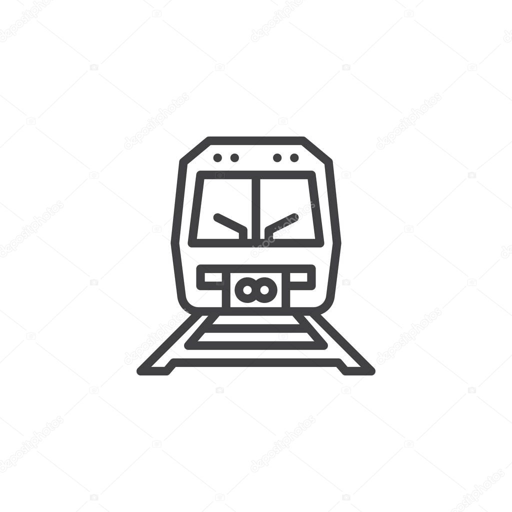 Train on railway line icon
