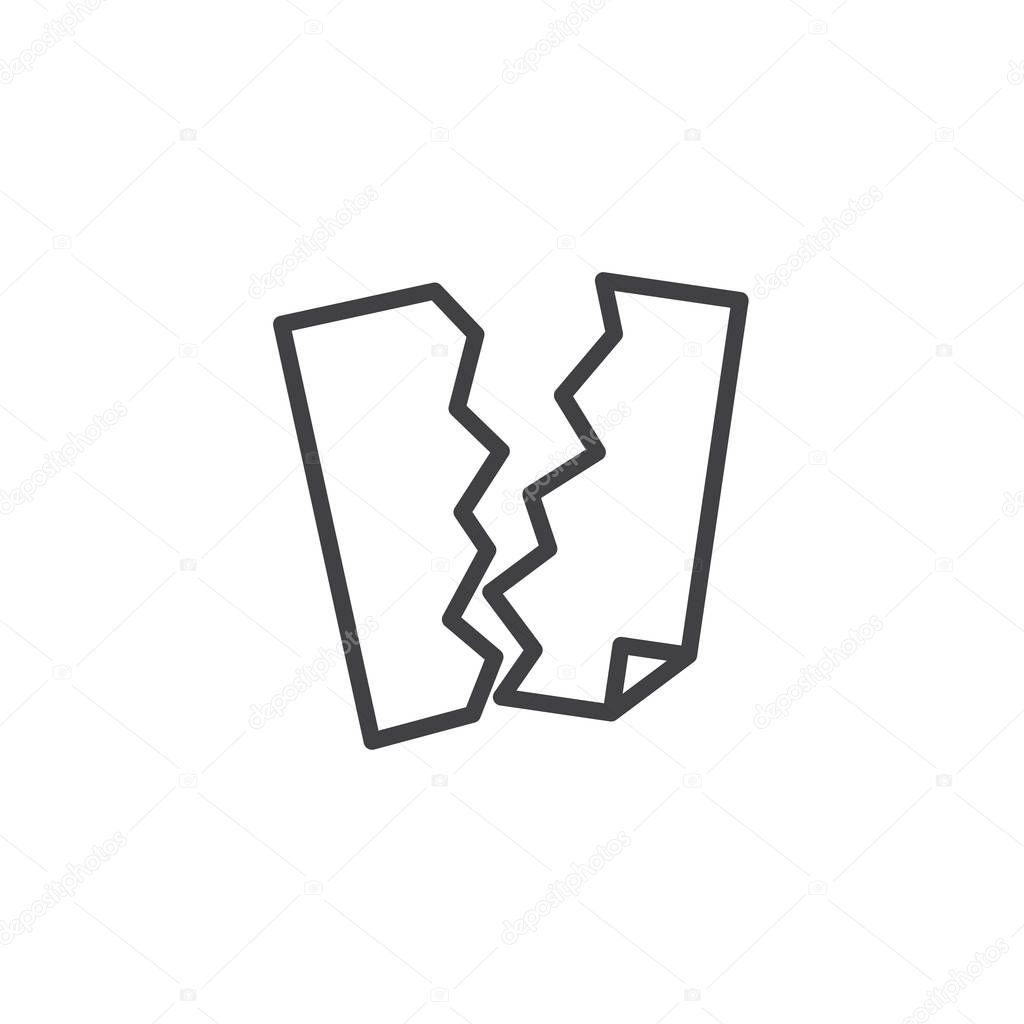 Torn paper sheet line icon. linear style sign for mobile concept and web design. Refuse torn paper outline vector icon. Garbage symbol, logo illustration. Pixel perfect vector graphics