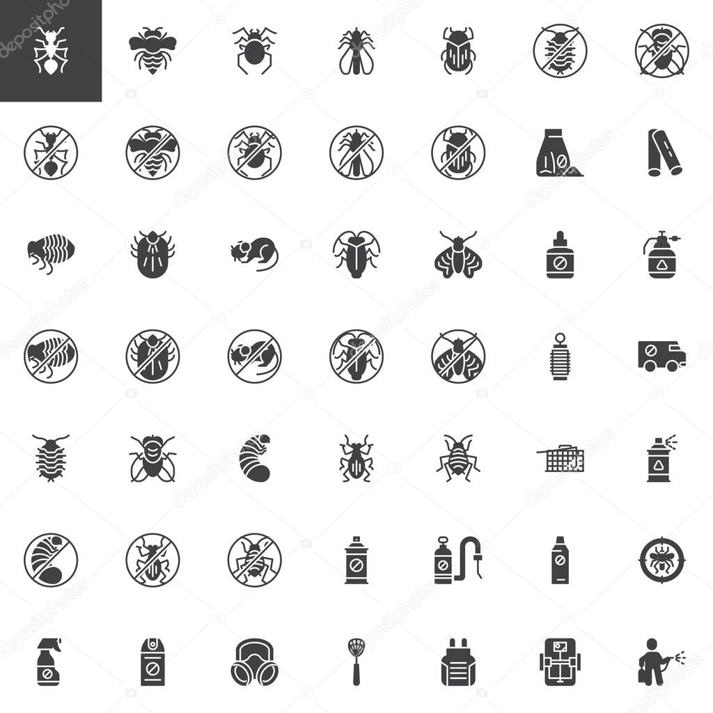 Pest control vector icons set