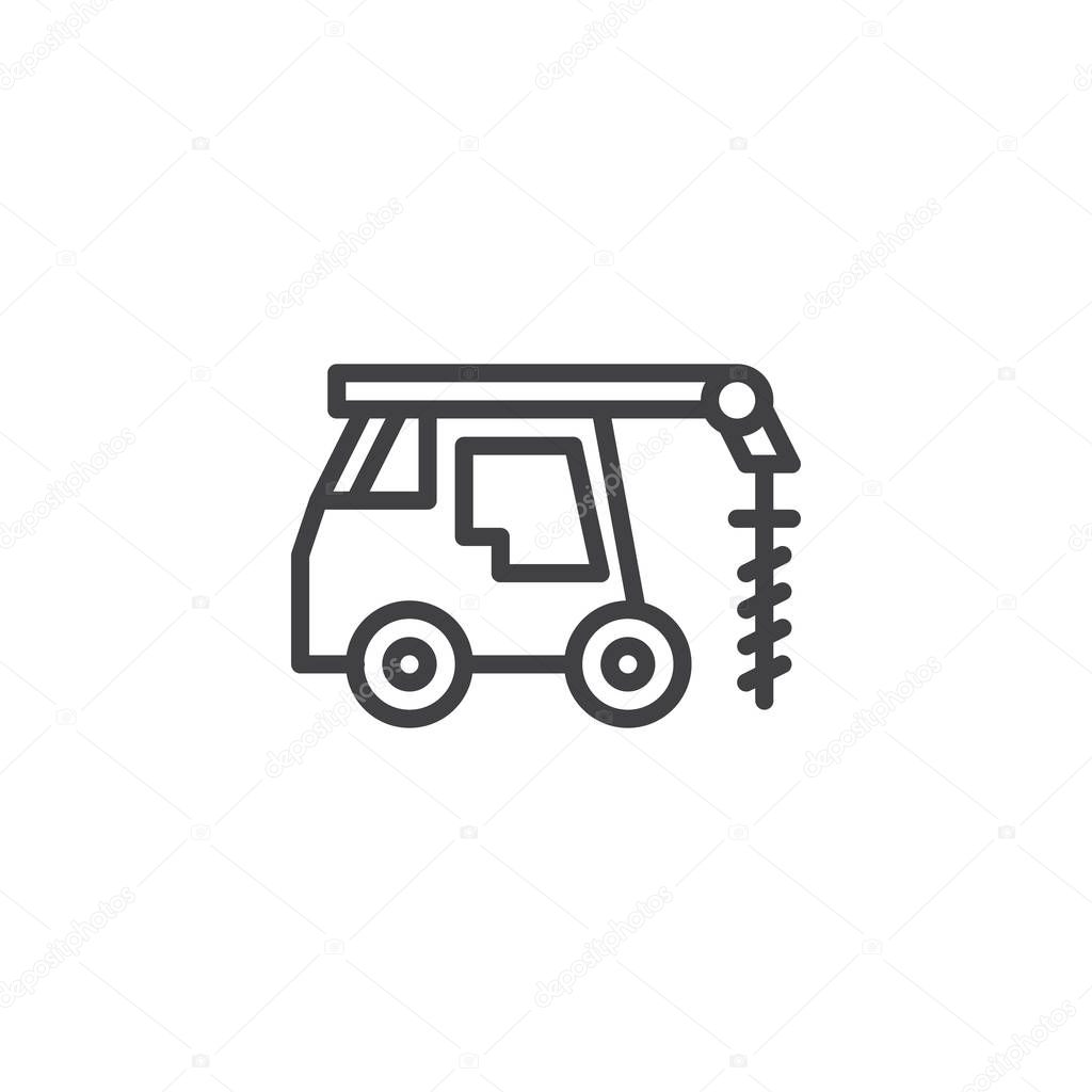 Driller truck line icon