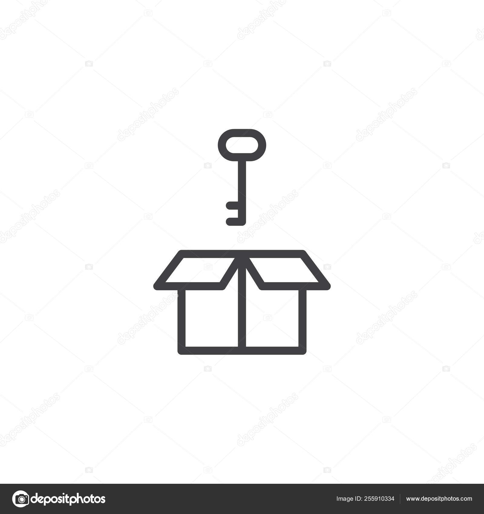 Box With Key Line Icon Vector Image By C Avicons Vector Stock 255910334