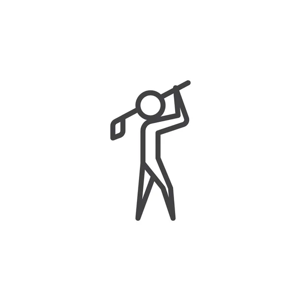 Hombre jugando icono de línea de golf — Vector de stock