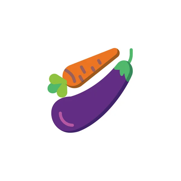 Eggplant and carrot flat icon — Stock Vector