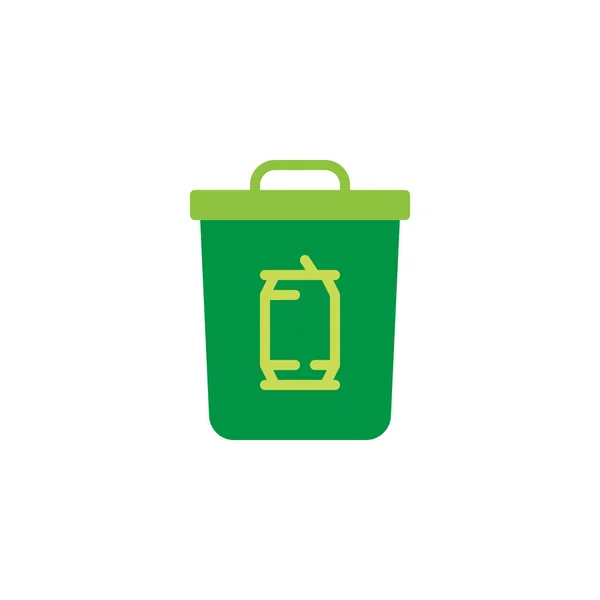 Lata lata de lixo bin flat icon — Vetor de Stock