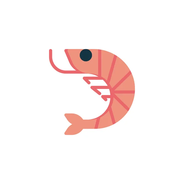 Shrimp seafood flat icon — Stock Vector