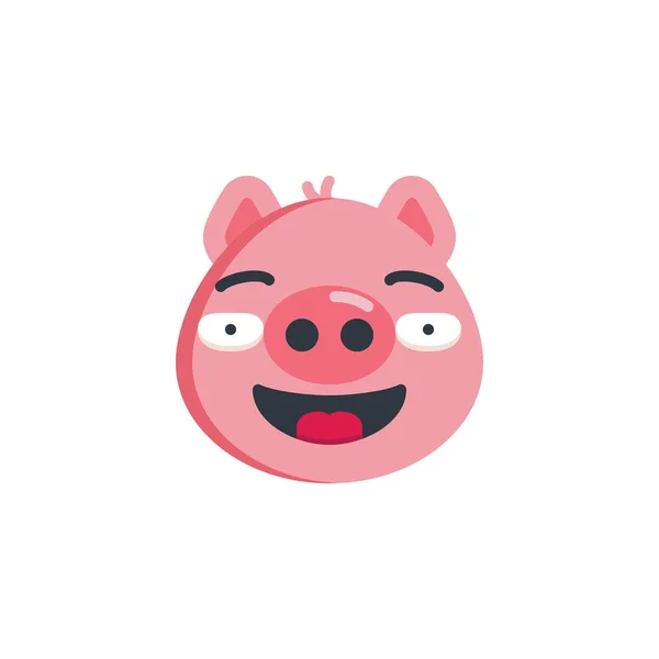 Piggy kalm gezicht emoticon platte icoon — Stockvector