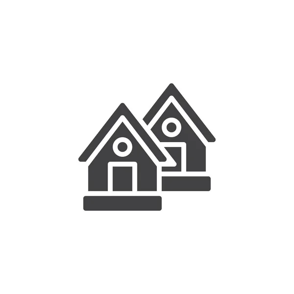 Twee huizen vector icoon — Stockvector