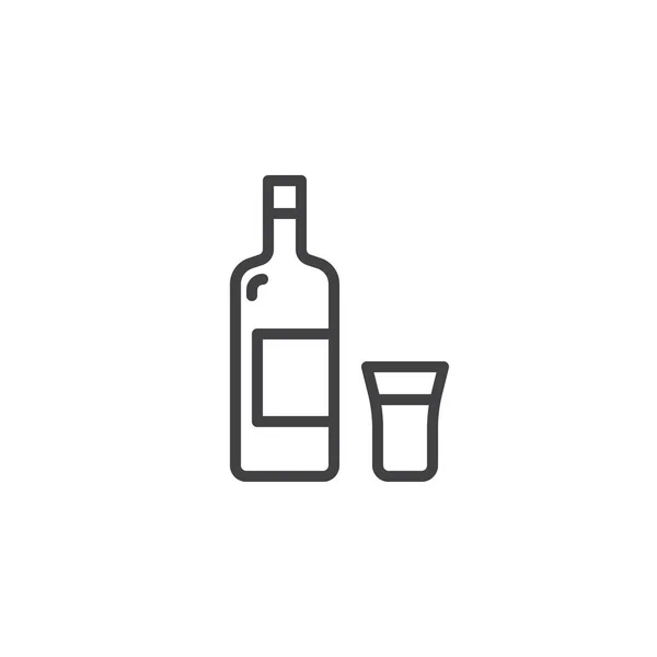 Vodka flaska och shot line Icon — Stock vektor