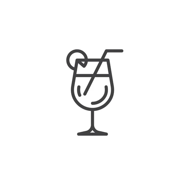 Cocktailglas mit Strohhalm und Zitronenlinie — Stockvektor