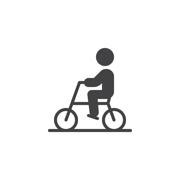 Hombre montar bicicleta vector icono — Vector de stock