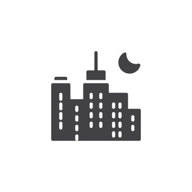 Ay vektör simgesi ile Gece cityscape