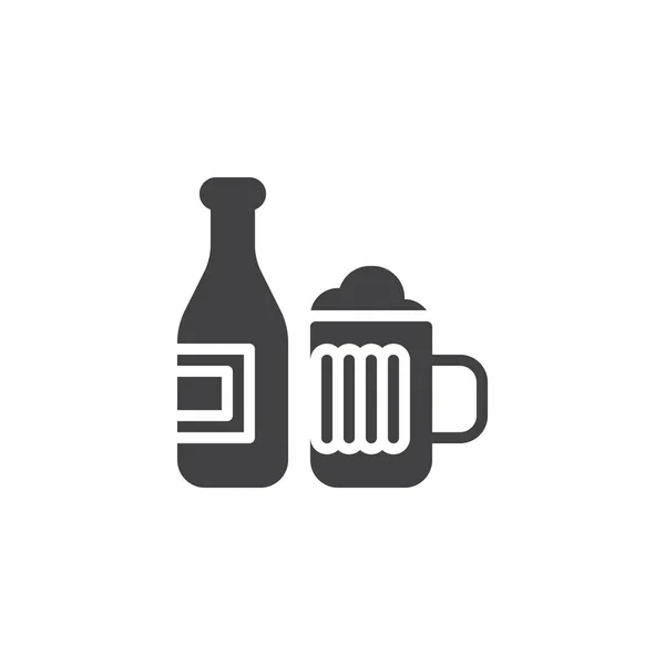 Üveg sör-és üvegvektor ikon — Stock Vector