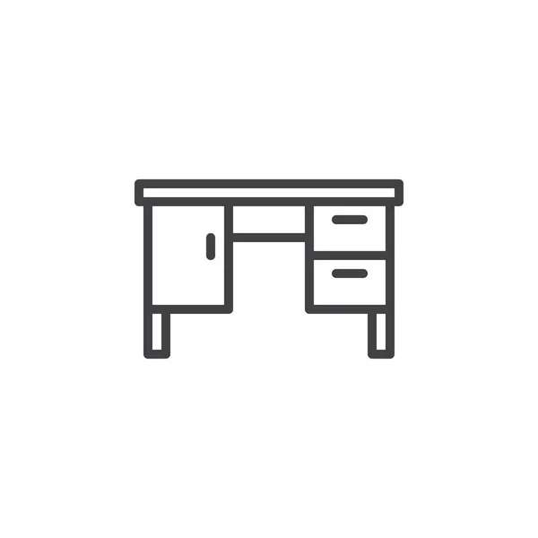 Mesa con Cajones icono de línea — Vector de stock
