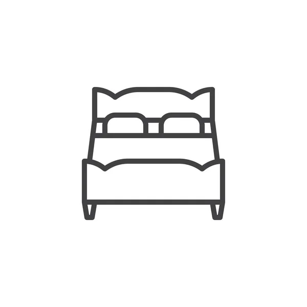 Ikona linii podwójnego łóżka — Wektor stockowy
