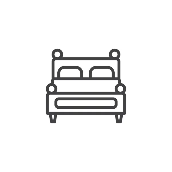 Cama de lujo con almohadas icono de línea — Vector de stock