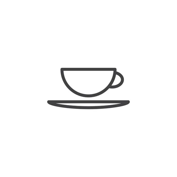 Xícara de café com ícone de linha de pires — Vetor de Stock