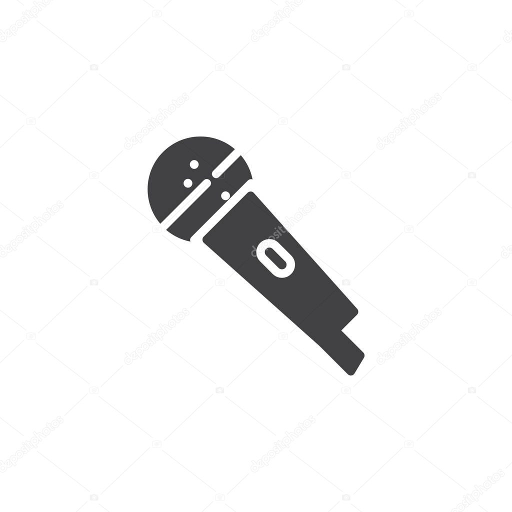 Microphone vector icon. filled flat sign for mobile concept and web design. Record microphone glyph icon. Recording studio symbol, logo illustration. Pixel perfect vector graphics
