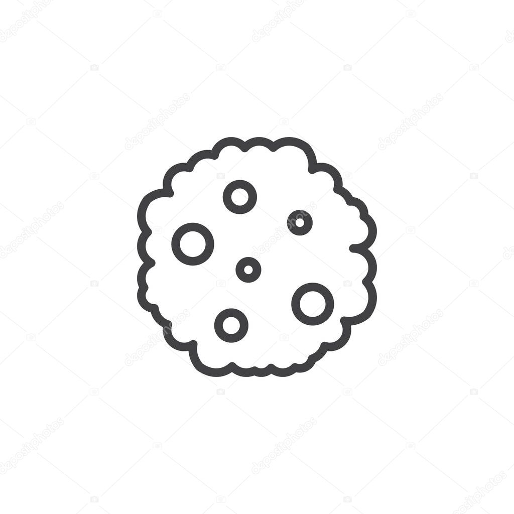 Chocolate chip cookie line icon. linear style sign for mobile concept and web design. Cookie top view outline vector icon. Symbol, logo illustration. Pixel perfect vector graphics