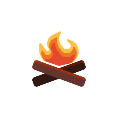 Campfire with Firewood flat icon