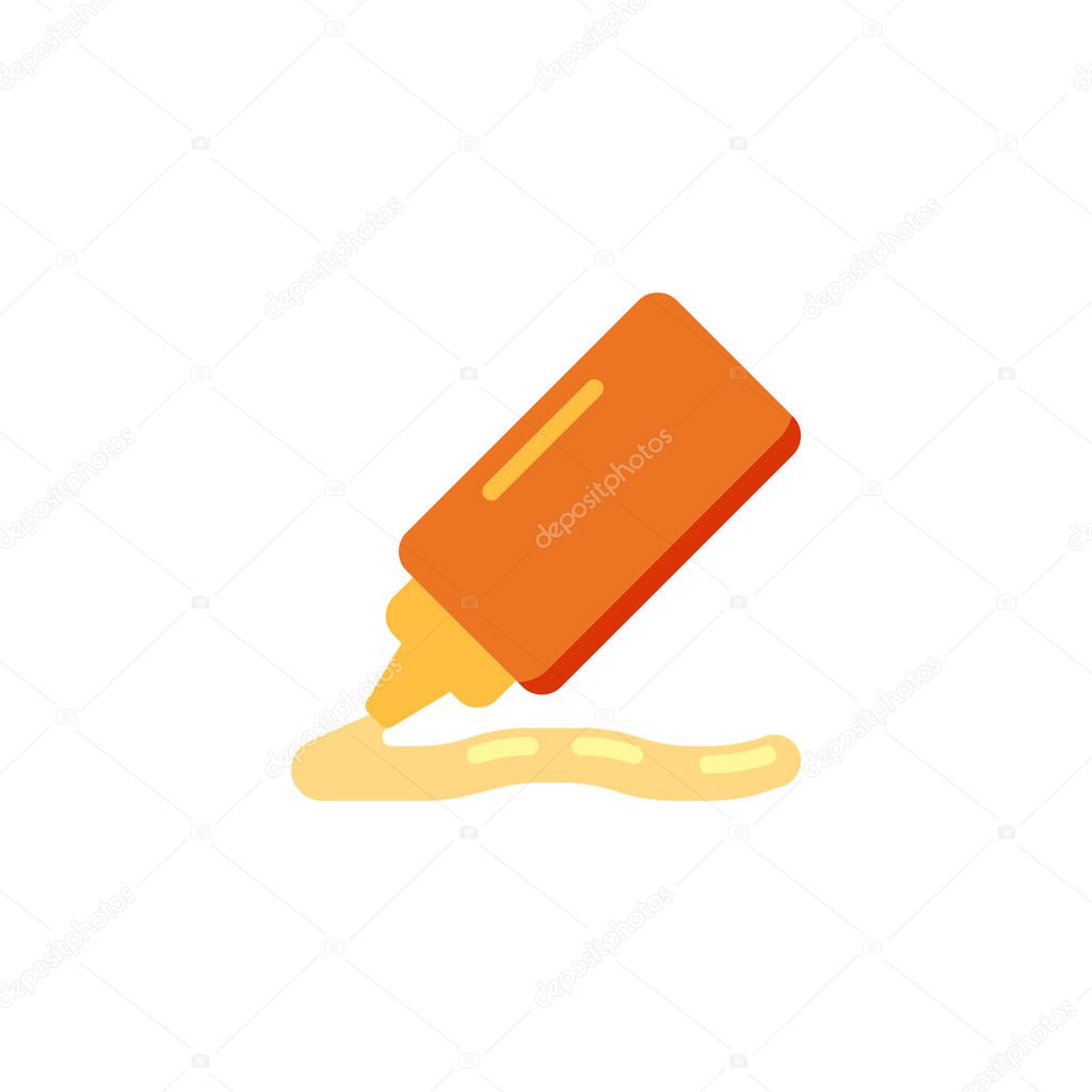Tube of mustard flat icon, vector sign, mustard sauce bottle colorful pictogram isolated on white. Symbol, logo illustration. Flat style design