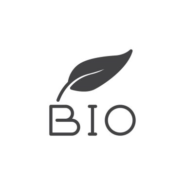 Biyo metin ve yaprak vektör simgesi