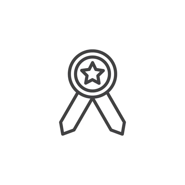 Ikona řádku medaile za cenu hvězdy — Stockový vektor