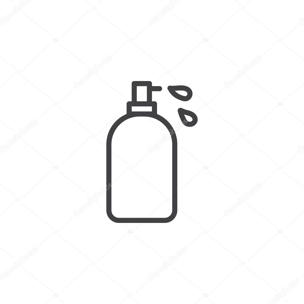 Dispenser pump bottle line icon. linear style sign for mobile concept and web design. Gel, foam or liquid soap outline vector icon. Symbol, logo illustration. Pixel perfect vector graphics