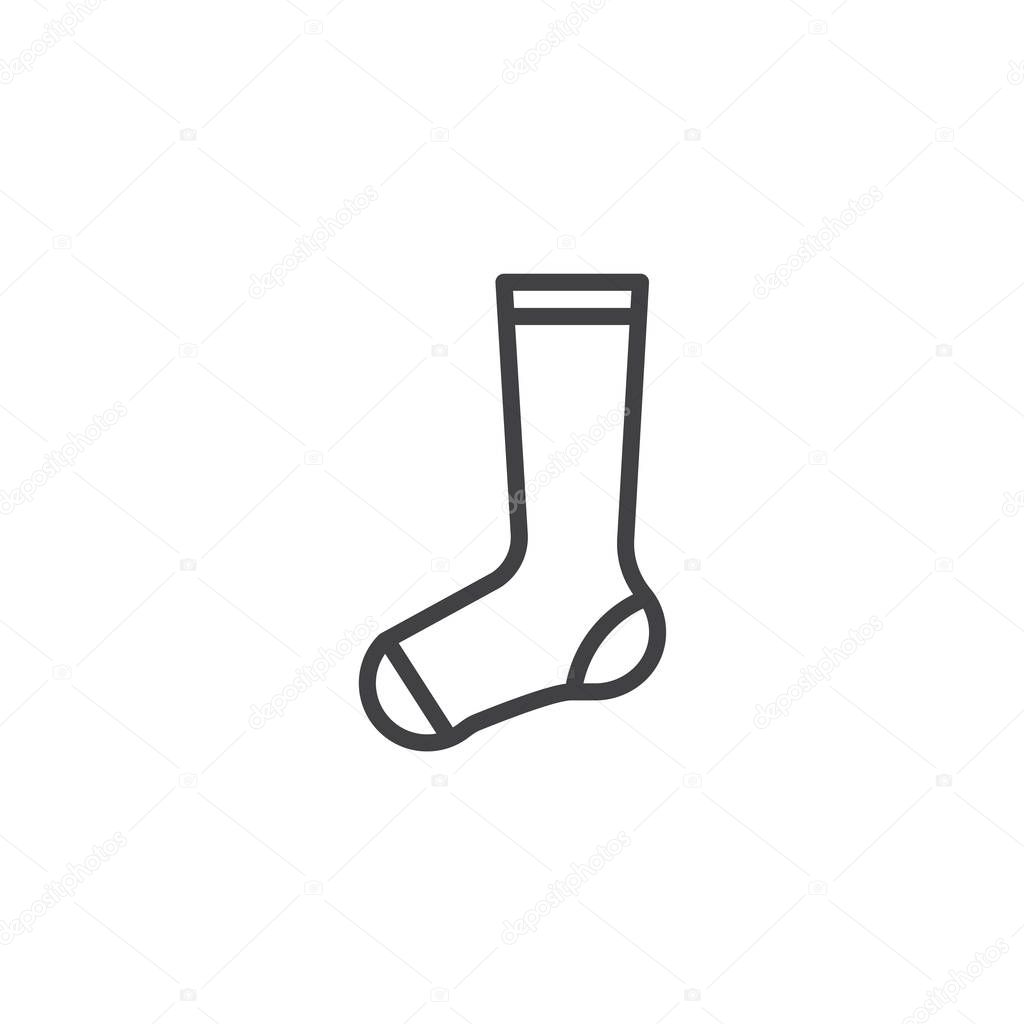 Long sock line icon. linear style sign for mobile concept and web design. Knee socks outline vector icon. Symbol, logo illustration. Pixel perfect vector graphics