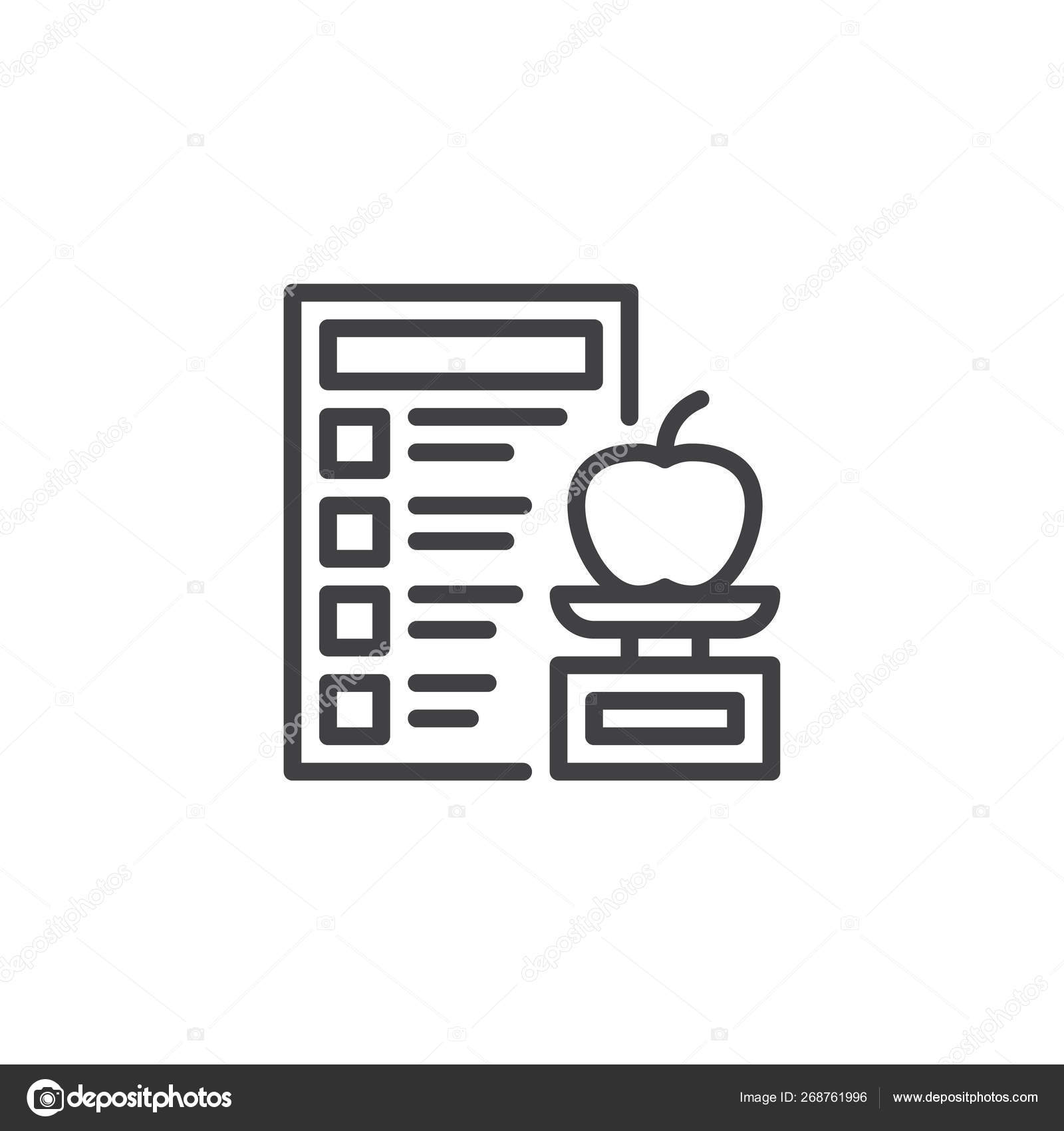 Healthy food and Diet planning line icon Stock Vector by ©avicons 268761996, image size:1600x1700