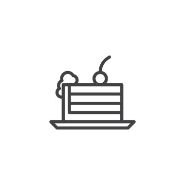 Kiraz hattı simgesi ile pasta parçası