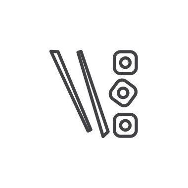 Suşi, rulo ve çubuklar çizgi simgesi